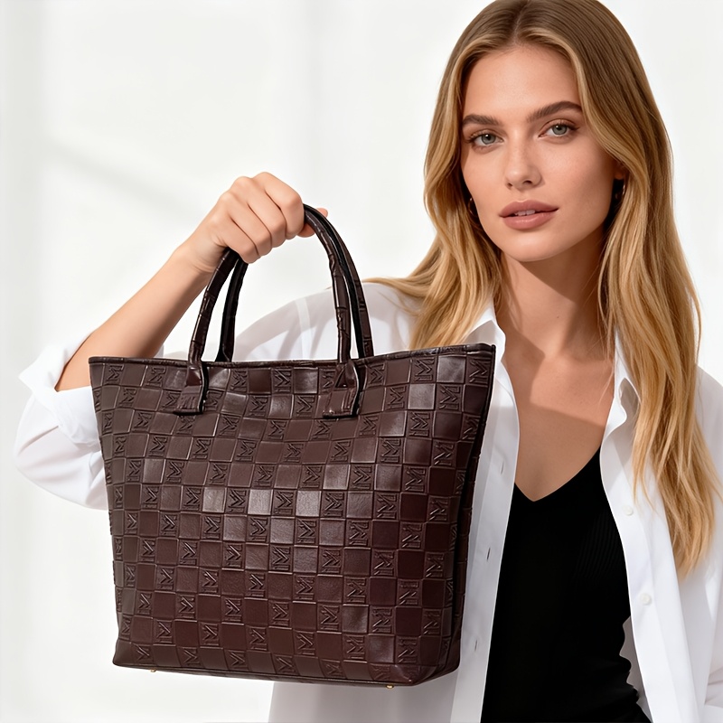 Women'S Vegan Bags - Light Luxury Deep Brown Quilted Pattern