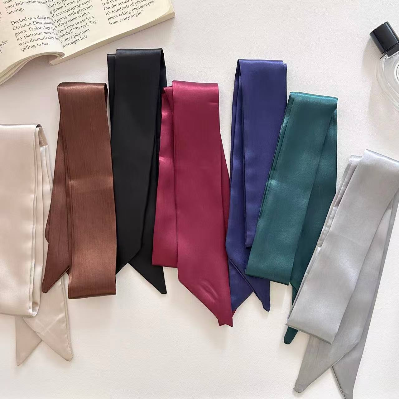 Women Bags For Office - Skinny Satin Scarf Solid Premium Soft