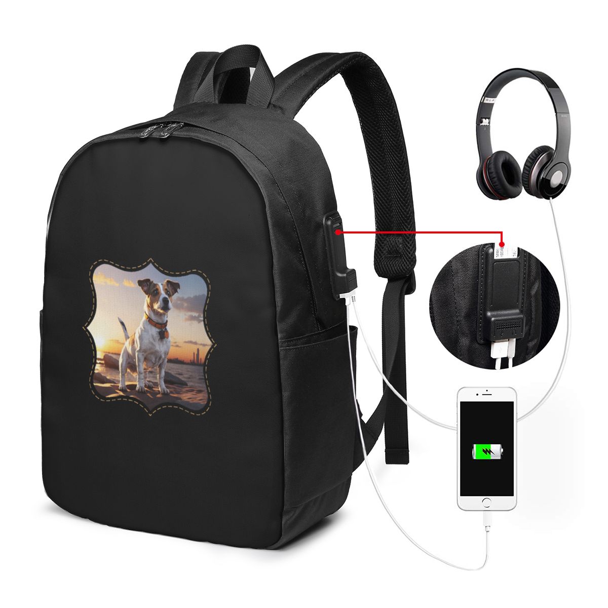 Women'S Bag - Jack Russell Dog At Sunset Backpack