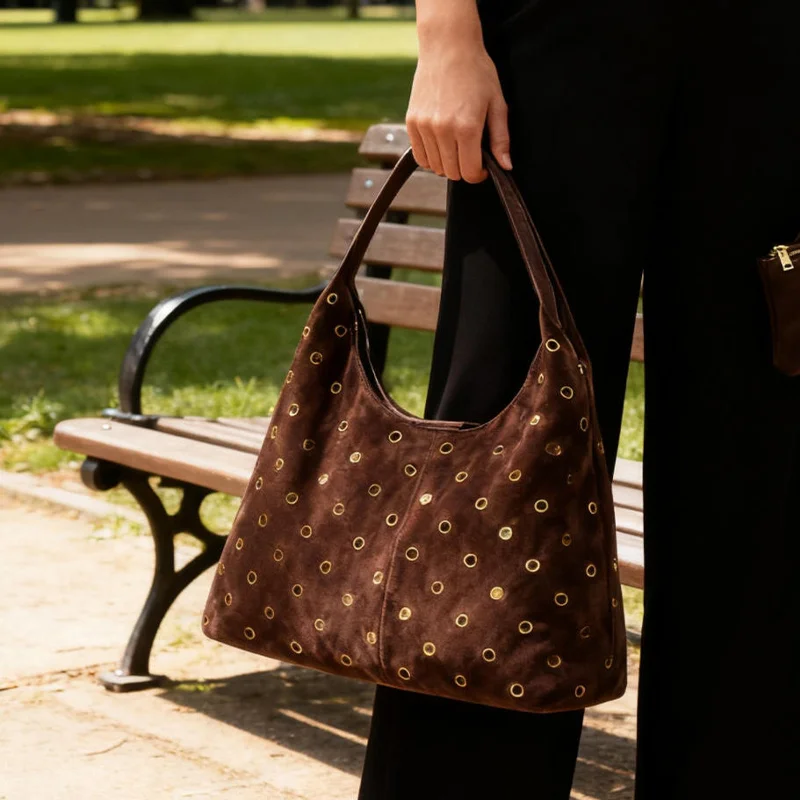 Suede Metal Studded Tote Bag w - đánh giá và giá Women'S Vegan Bags