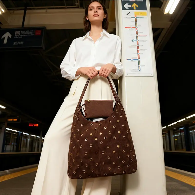 Suede Metal Studded Tote Bag w - đánh giá và giá Women'S Vegan Bags