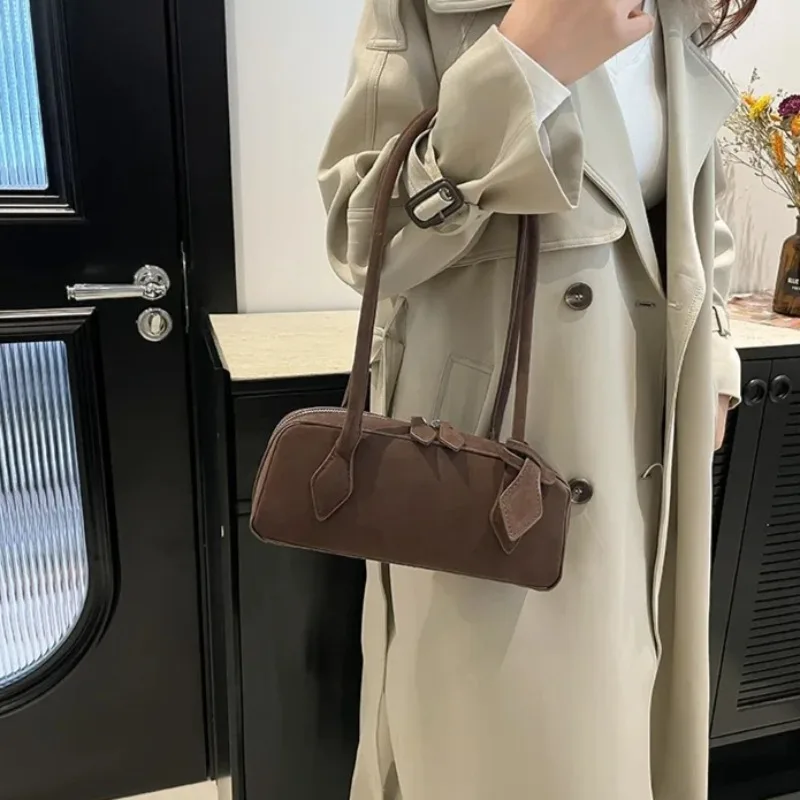 Faux Suede Zipper Solid Color  - đánh giá và giá Women Bags Discount