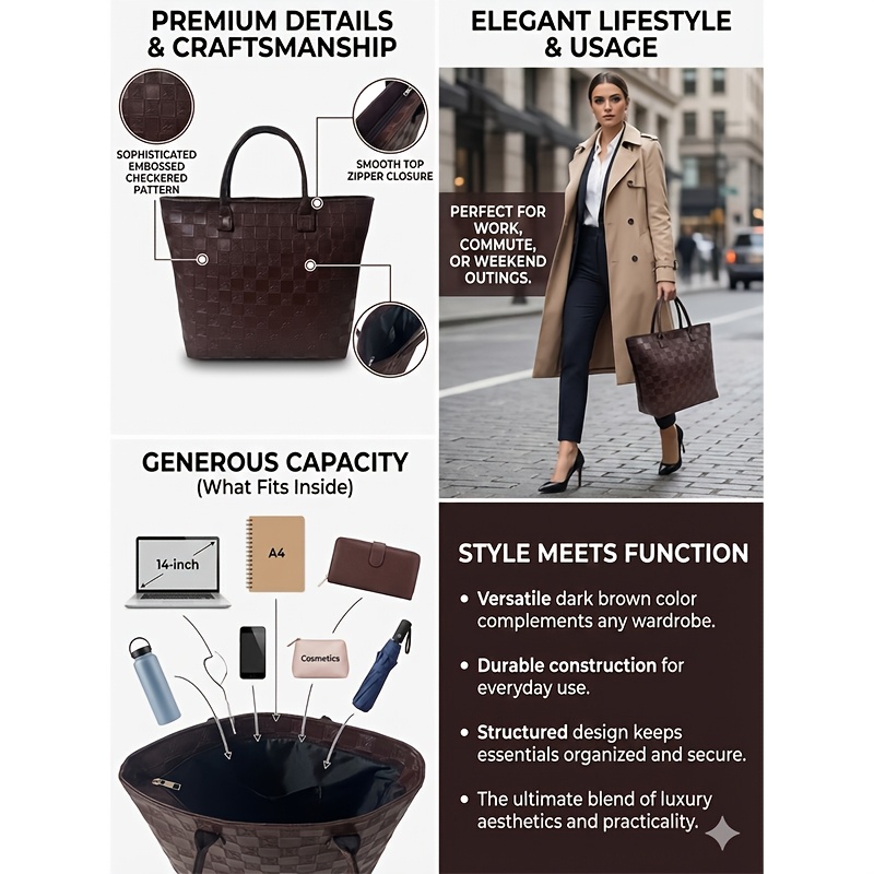 Light Luxury Deep Brown Quilte - đánh giá và giá Women'S Vegan Bags