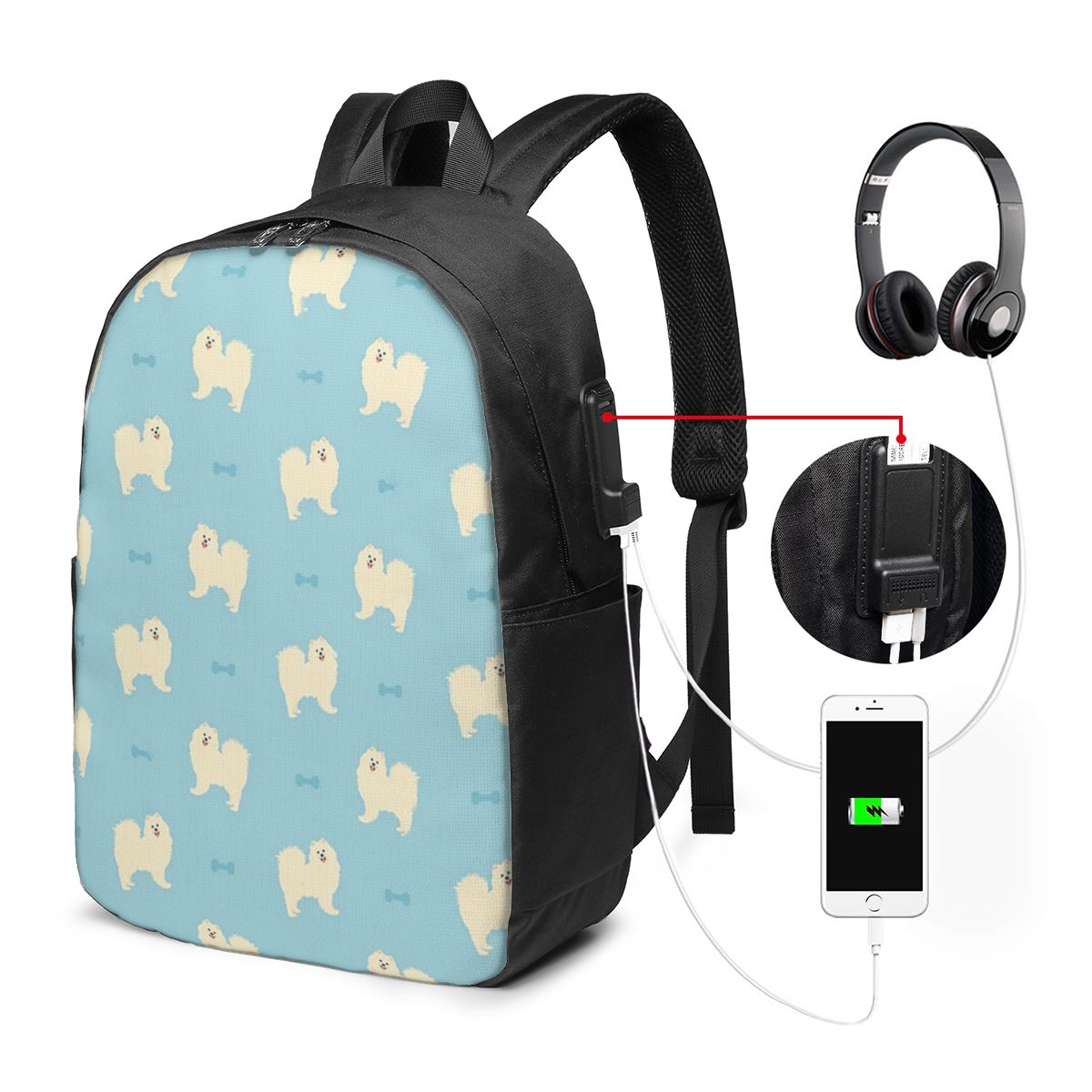 Samoyed Dog Backpack Travel No - đánh giá và giá Women'S Bag