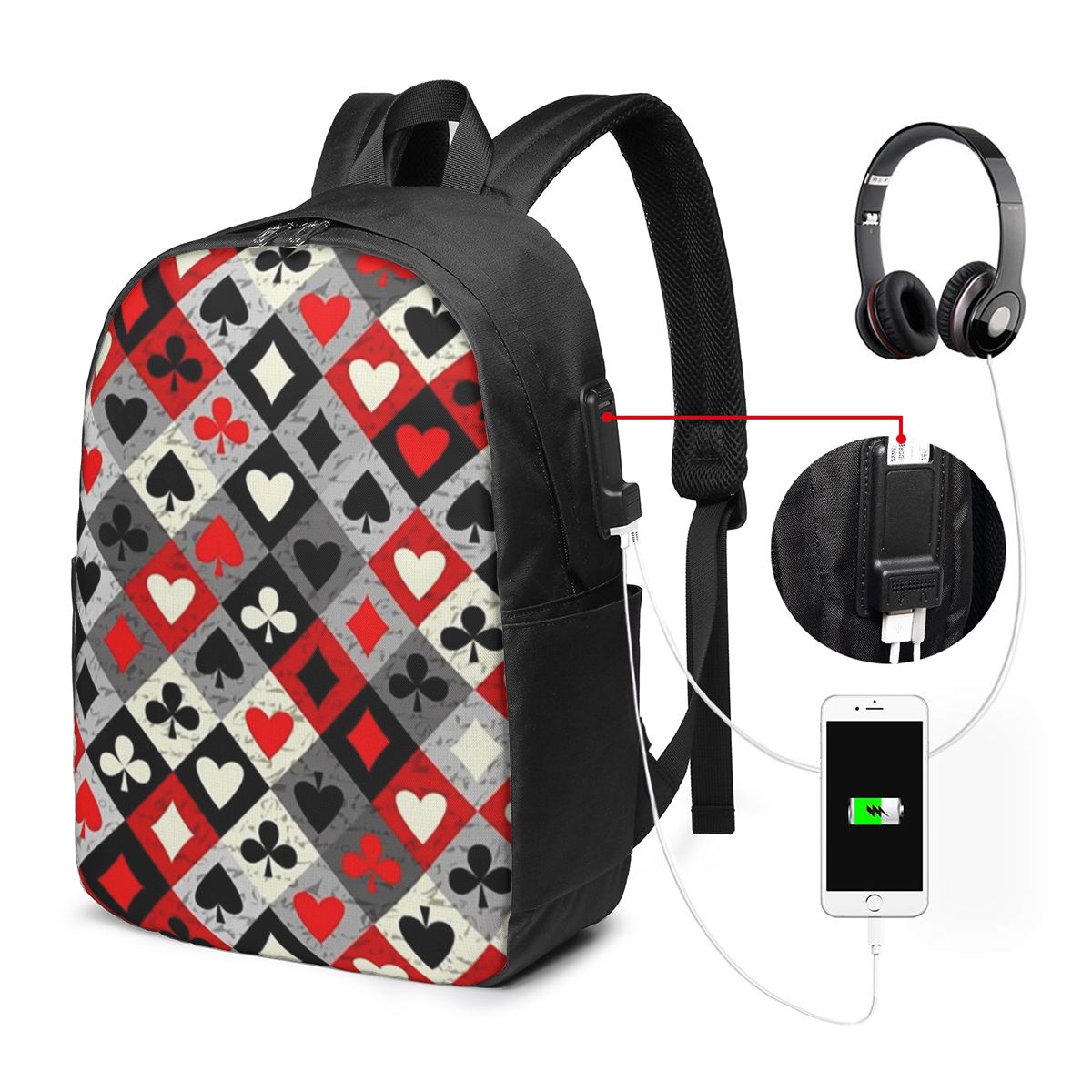 Playing Cards Poker Print Back - đánh giá và giá Women'S Bag