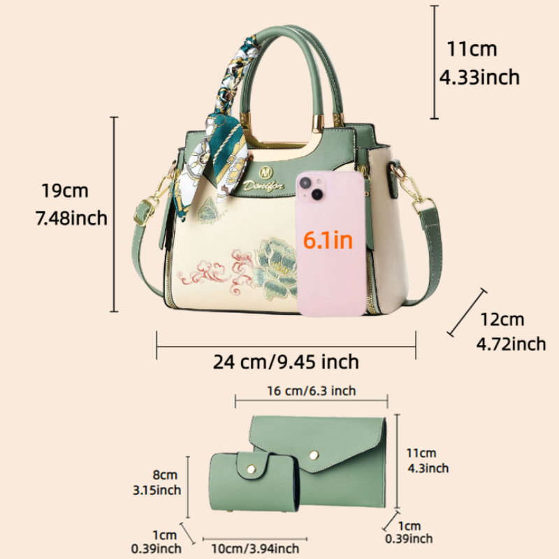 3-piece embroidered handbag se - đánh giá và giá Women Bags Gift