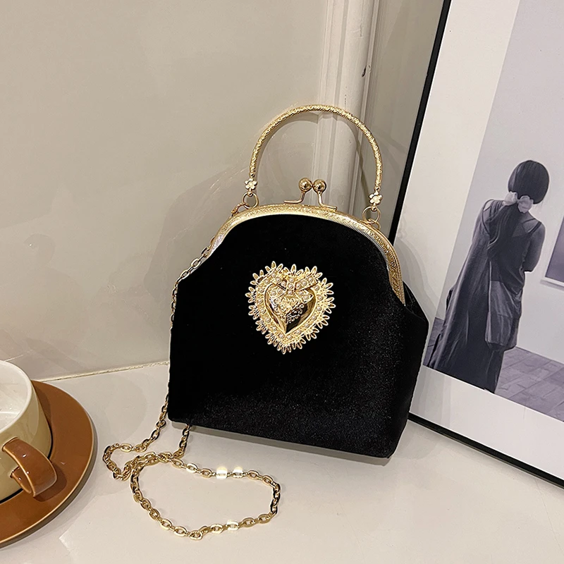 Chains Velvet Frame Heart Dinn - đánh giá và giá Women Bags Discount
