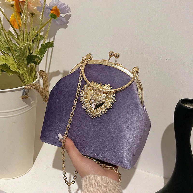 Chains Velvet Frame Heart Dinn - đánh giá và giá Women Bags Discount